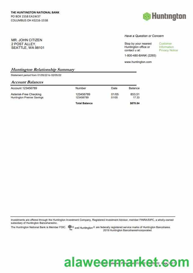 USA Ohio Huntington bank statement 7  page